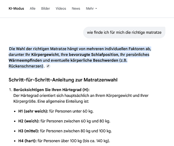 Die richtige Matratze über KI finden